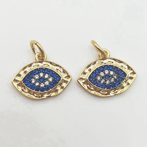 5pcs Evil Eye Pendant Micro Cubic Zircon Pave DIY Necklace Earrings
