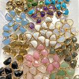 5pcs Multicolor Stone Half Round Pendant Natural Quartzs Opal Howlite Charm