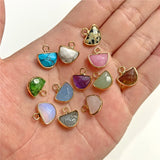 5pcs Multicolor Stone Half Round Pendant Natural Quartzs Opal Howlite Charm