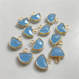 5pcs Multicolor Stone Half Round Pendant Natural Quartzs Opal Howlite Charm