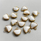 5pcs Multicolor Stone Half Round Pendant Natural Quartzs Opal Howlite Charm