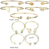 5pcs Adjustable Layered Cuff Bracelet Set for Women