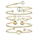 5pcs Adjustable Layered Cuff Bracelet Set for Women