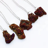 5pcs Druzy Agates Necklace Pendant Natural Crystal Titanium Gems Beads