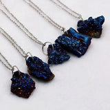 5pcs Druzy Agates Necklace Pendant Natural Crystal Titanium Gems Beads