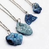 5pcs Druzy Agates Necklace Pendant Natural Crystal Titanium Gems Beads