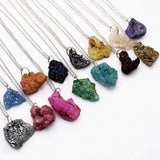 5pcs Druzy Agates Necklace Pendant Natural Crystal Titanium Gems Beads