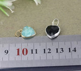 5pcs Natural Agate Amethyst Quartz Tiger Eye Labradorite Heart Pendant