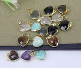 5pcs Natural Agate Amethyst Quartz Tiger Eye Labradorite Heart Pendant