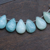 5pcs Amazonite Stone Beads Water Drop Shape for DIY Jewelry 8x13mm