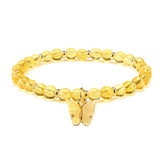 5pcs Amethyst Quartz Round Beads Bracelet with Butterfly Charm