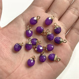 5pcs Natural Chalcedony Stone Pendant Faceted Oval Shape Amethysts Opal