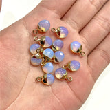 5pcs Natural Chalcedony Stone Pendant Faceted Oval Shape Amethysts Opal