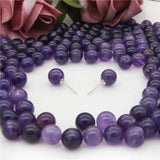 5pcs Amethyst Half Drilled Round Beads 6/8/10mm