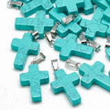 5pcs Green Aventurine Jasper Agate Stone Cross Charms Pendants