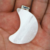 Natural Gypsum Moon Pendant Stone Reiki Balancing Tumble Chip Healing