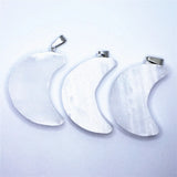 Natural Gypsum Moon Pendant Stone Reiki Balancing Tumble Chip Healing