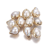5pcs Nucleated Keshi Pearl Beads Golden Plated Nuggets F60