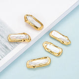5pcs Nucleated Keshi Pearl Beads Golden Plated Nuggets F60