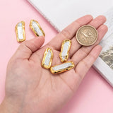 5pcs Nucleated Keshi Pearl Beads Golden Plated Nuggets F60