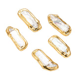 5pcs Nucleated Keshi Pearl Beads Golden Plated Nuggets F60