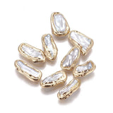 5pcs Nucleated Keshi Pearl Beads Golden Plated Nuggets F60