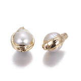5pcs Nucleated Keshi Pearl Beads Golden Plated Nuggets F60