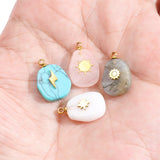 5pcs Natural Quartz Aventurine Jades Gems Stone Pendant Charms