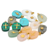 5pcs Natural Quartz Aventurine Jades Gems Stone Pendant Charms