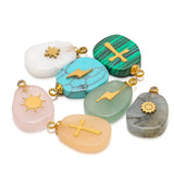 5pcs Natural Quartz Aventurine Jades Gems Stone Pendant Charms