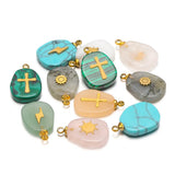 5pcs Natural Quartz Aventurine Jades Gems Stone Pendant Charms