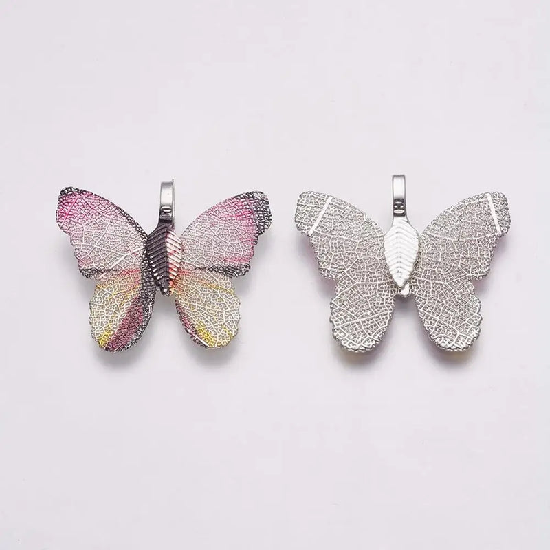 5pcs Natural Real Leaf Butterfly Shape Pendants for Jewelry Making