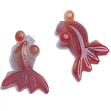 5pcs Natural Red Agate Goldfish Gemstone Lucky Loose Beads DIY Chakra Souvenir
