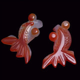5pcs Natural Red Agate Goldfish Gemstone Lucky Loose Beads DIY Chakra Souvenir