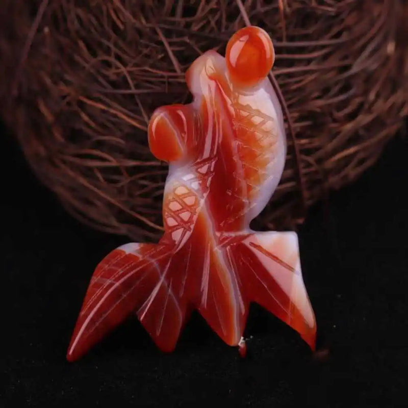 5pcs Natural Red Agate Goldfish Gemstone Lucky Loose Beads DIY Chakra Souvenir