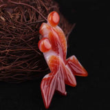 5pcs Natural Red Agate Goldfish Gemstone Lucky Loose Beads DIY Chakra Souvenir