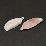 5pcs Rose Quartz Half Drilled Feather Gemstone Beads