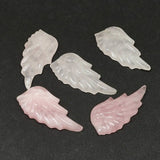 5pcs Rose Quartz Half Drilled Feather Gemstone Beads