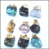 5pcs Natural Rough Gem stone Pendants Amethyst Crystal Flourite 20-30mm