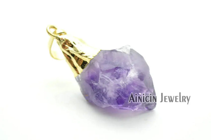 5pcs Natural Stone Crystal Pointed Pendants for Jewelry Making