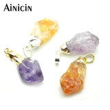 5pcs Natural Stone Crystal Pointed Pendants for Jewelry Making