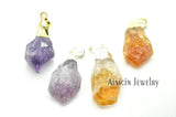 5pcs Natural Stone Crystal Pointed Pendants for Jewelry Making