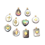 5pcs Shell Stainless Steel Charms Pendants Stone DIY Jewelry Making