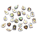 5pcs Shell Stainless Steel Charms Pendants Stone DIY Jewelry Making