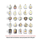 5pcs Shell Stainless Steel Charms Pendants Stone DIY Jewelry Making