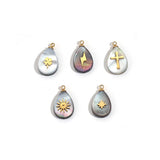 5pcs Shell Stainless Steel Charms Pendants Stone DIY Jewelry Making