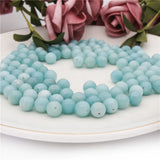 5pcs Amazonite Half Drilled Beads Round Semi Hole 6/8/10/12 MM