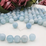 5pcs Aquamarine Half Drilled Beads Round 6/8/10mm for Jewelry Making