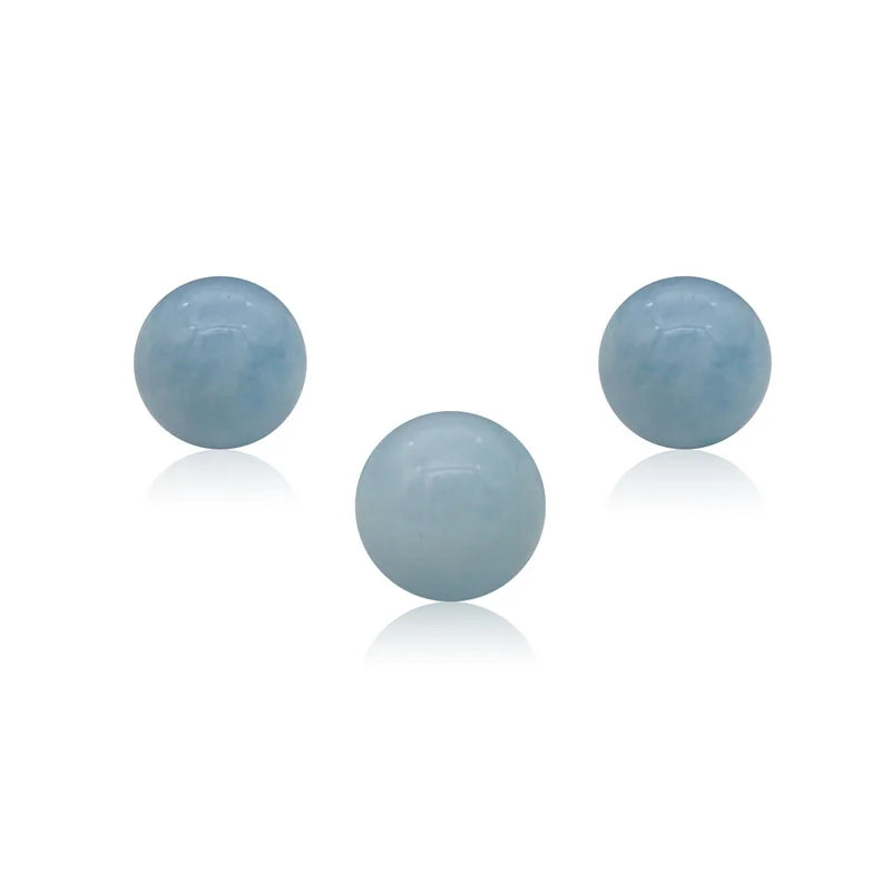 5pcs Aquamarine Half Drilled Beads Round 6/8/10mm for Jewelry Making