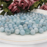 5pcs Aquamarine Half Drilled Beads Round 6/8/10mm for Jewelry Making